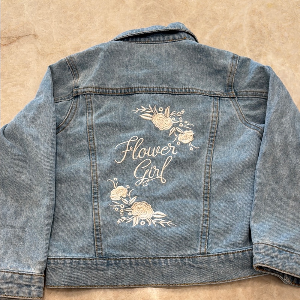 Embroidered Denim Flower Girl Jacket